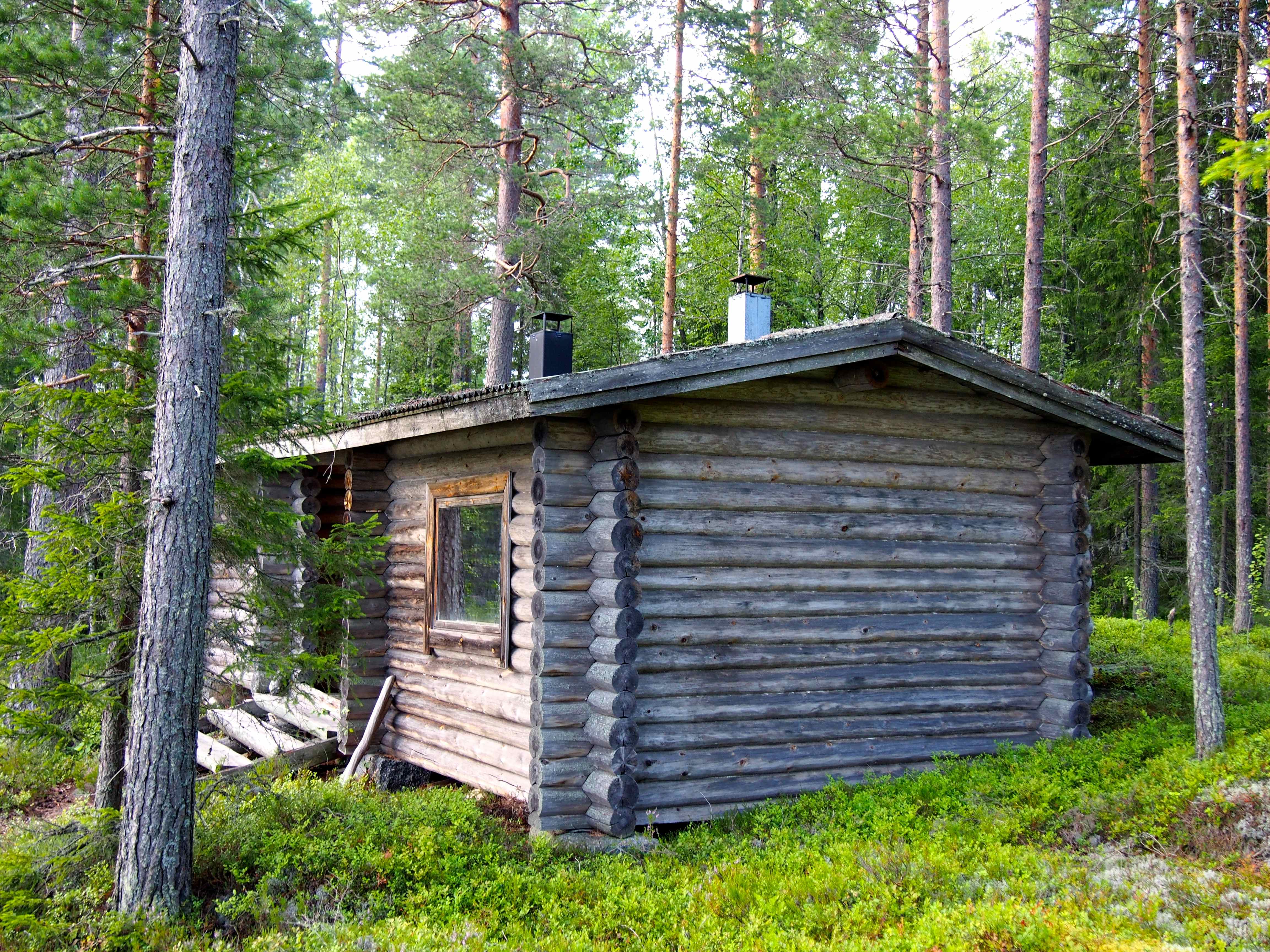Nuit dans une petite cabane avec sauna perdu au bord d'un lac en Finlande